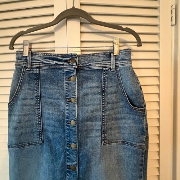 Evereve denim skirt button front 28 blue - Picture 2 of 7